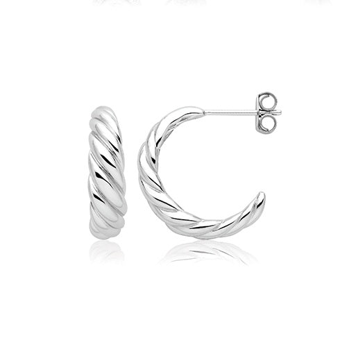 Silver Twist Dome Hoop Earrings G51385