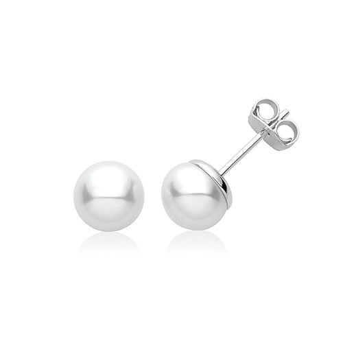 SIlver 8mm Pearl Stud Earrings G51408