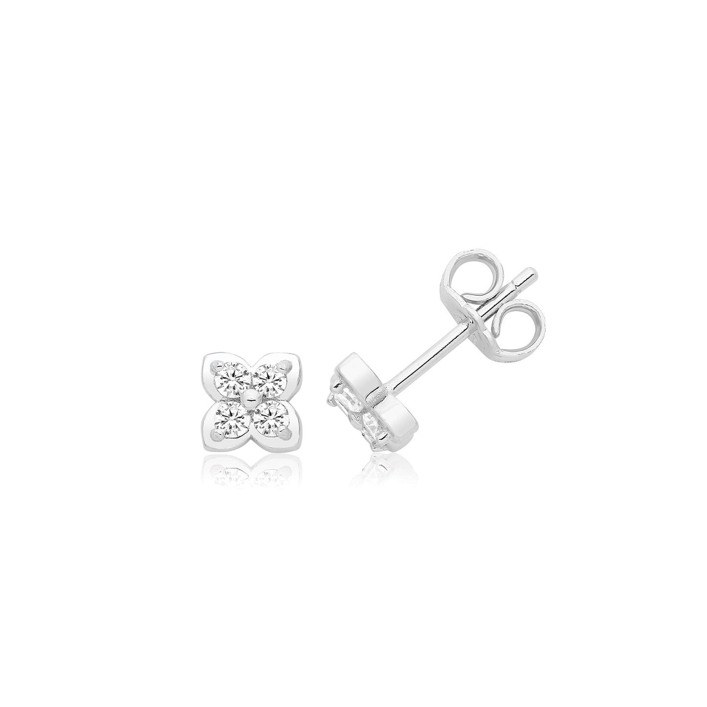 Silver Cubic Zirconia Stud Earrings - Small