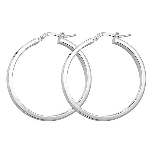 Silver Plain 30mm Hoop Earrings G5209-30