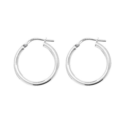 Silver 15mm Plain Hoop Earrings G5256
