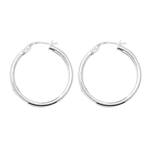 Silver 20mm Plain Hoop Earrings G5257