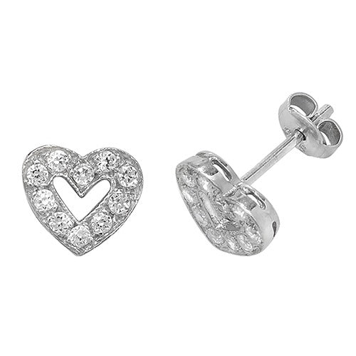 Silver Heart CZ Earrings G5376