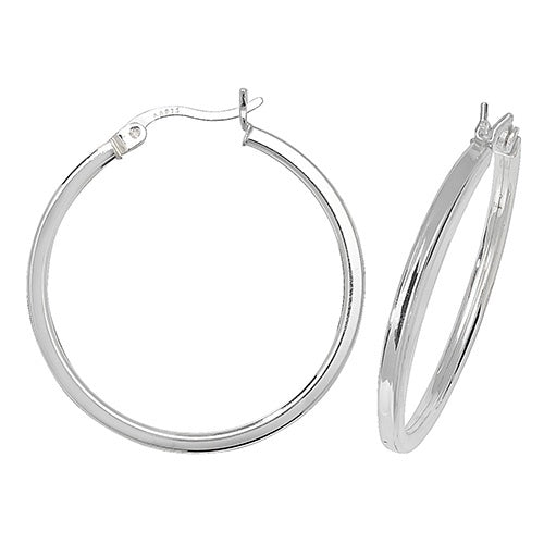 Silver Plain 25mm Hoop Earrings G5713