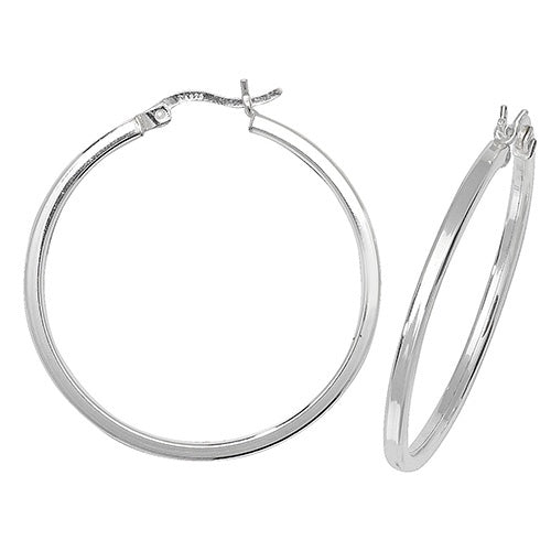 Silver Plain 30mm Hoop Earrings G5714