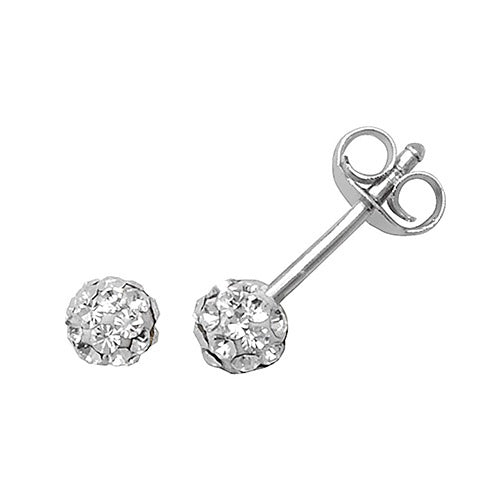 Silver 4mm Crystal Ball Earrings G5808