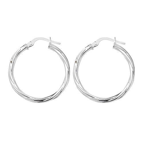 Silver 20mm Twisted Hoop Earrings G5976