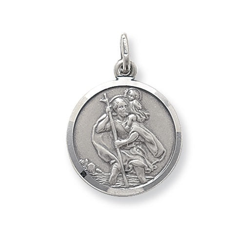 Silver St Christopher Double Sided Round Pendant G6137