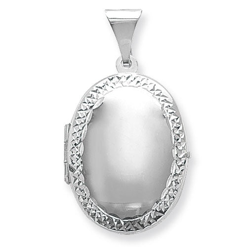 Silver Oval Locket Diamond Cut Edge G6608