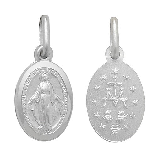 Silver Mother Mary Double Sided Pendant