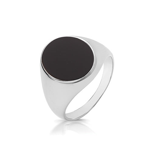 Silver Oval Black Onyx Signet Ring G7542O