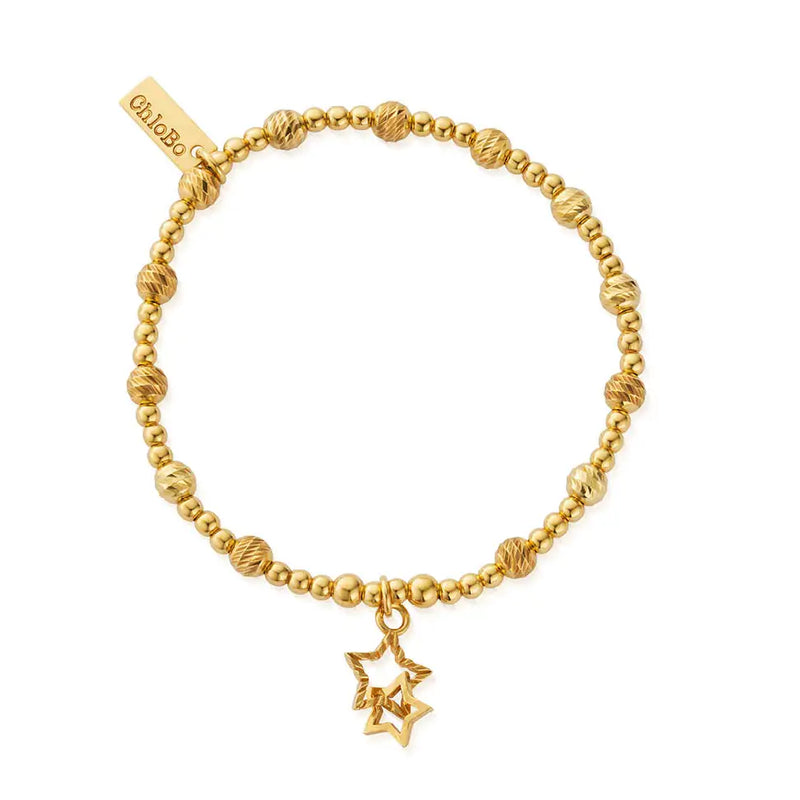 ChloBo Gold Sparkle Interlocking Star Bracelet GBBCB3407