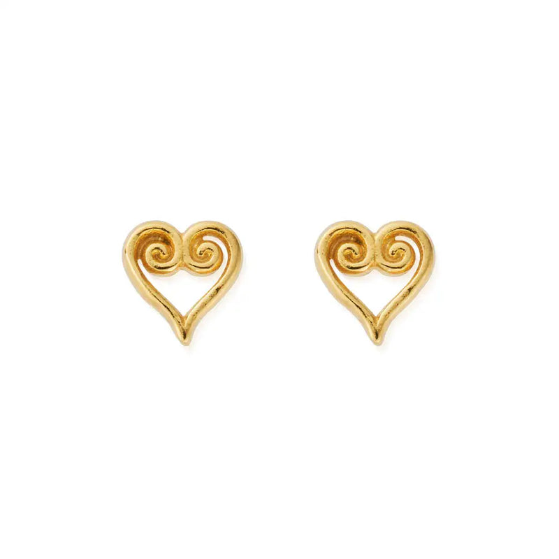 ChloBo Gold Scroll Heart Earrings GEST3425