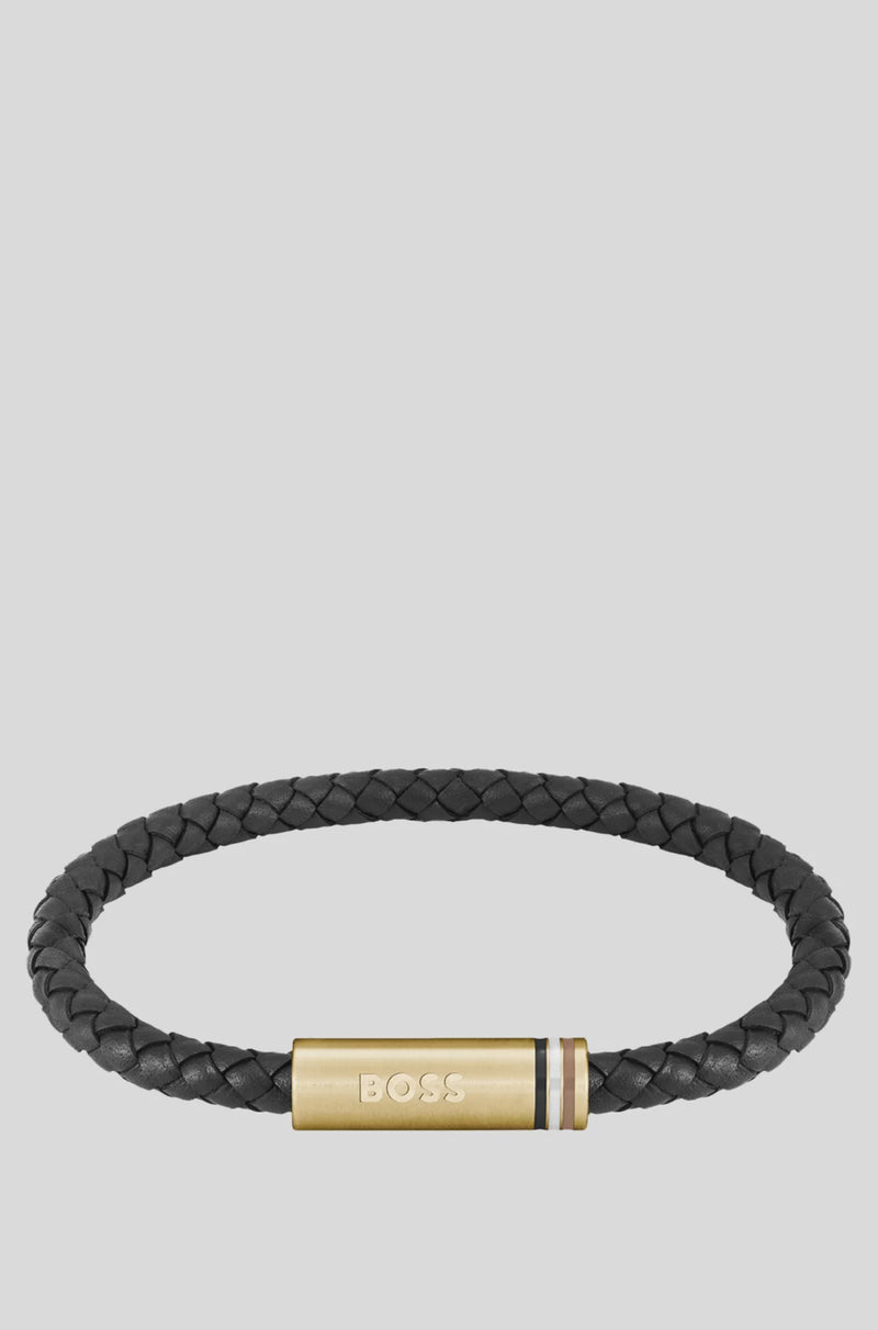 Boss Black Braided Leather Bracelet 1580624