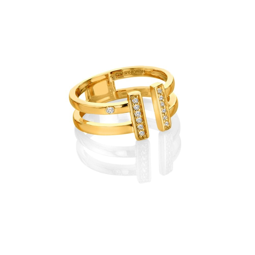 Hot Diamonds Double T-Bar Ring YGP DR317