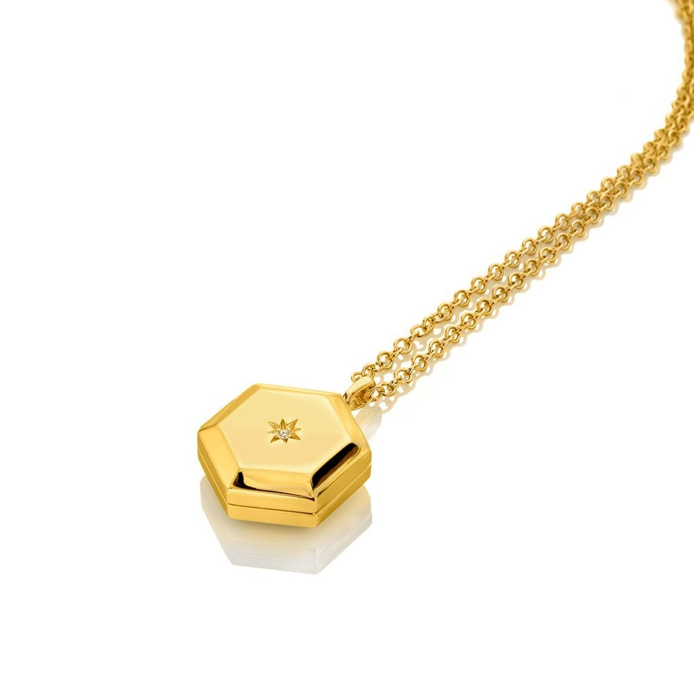 Hot Diamonds Hexagon Locket YGP DP1102