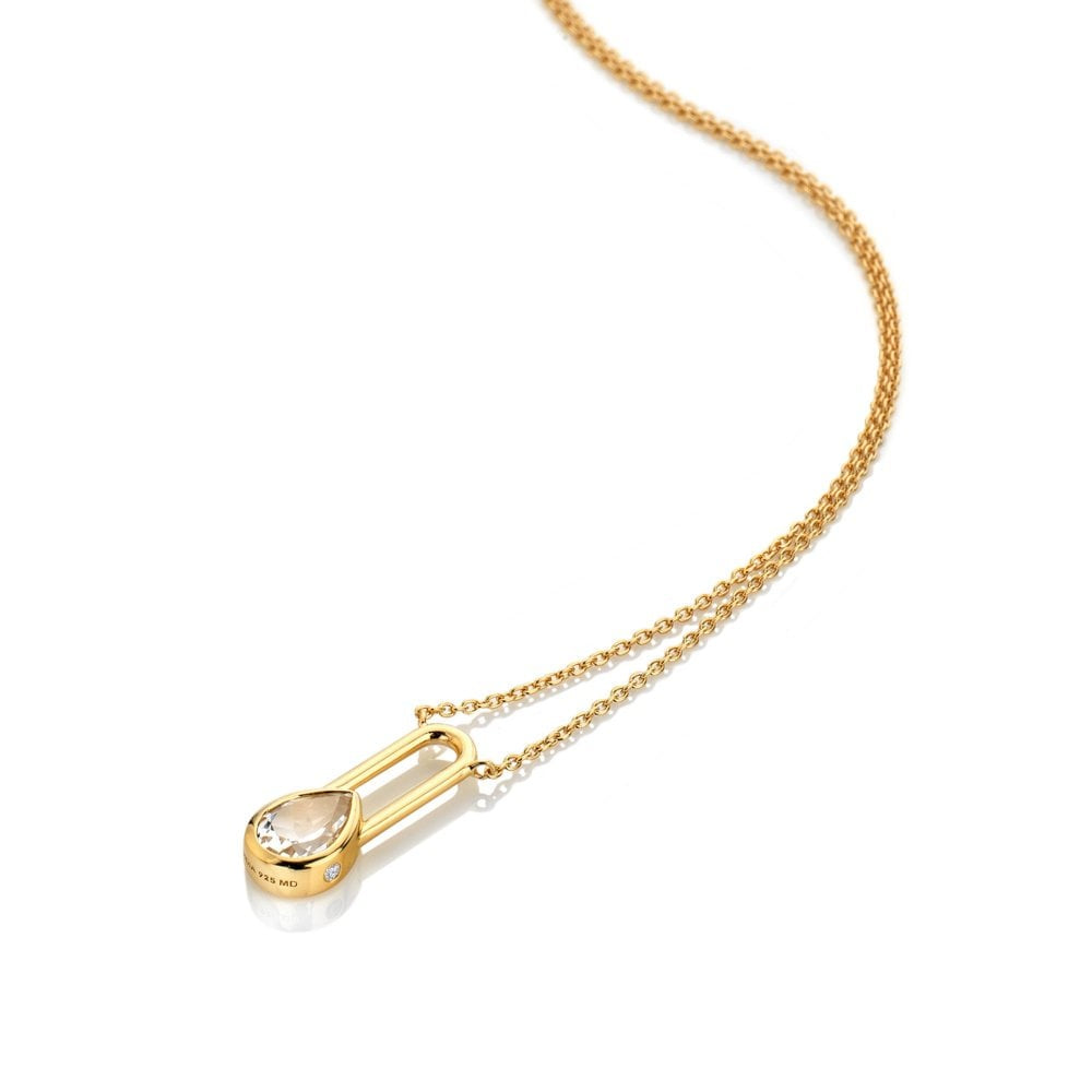 Hot Diamonds Soliatire Necklace Teardrop YGP DN234
