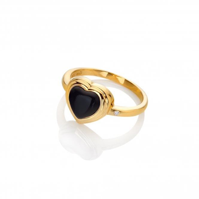 Hot Diamonds HD x JJ Black Onyx Heart Ring DR283
