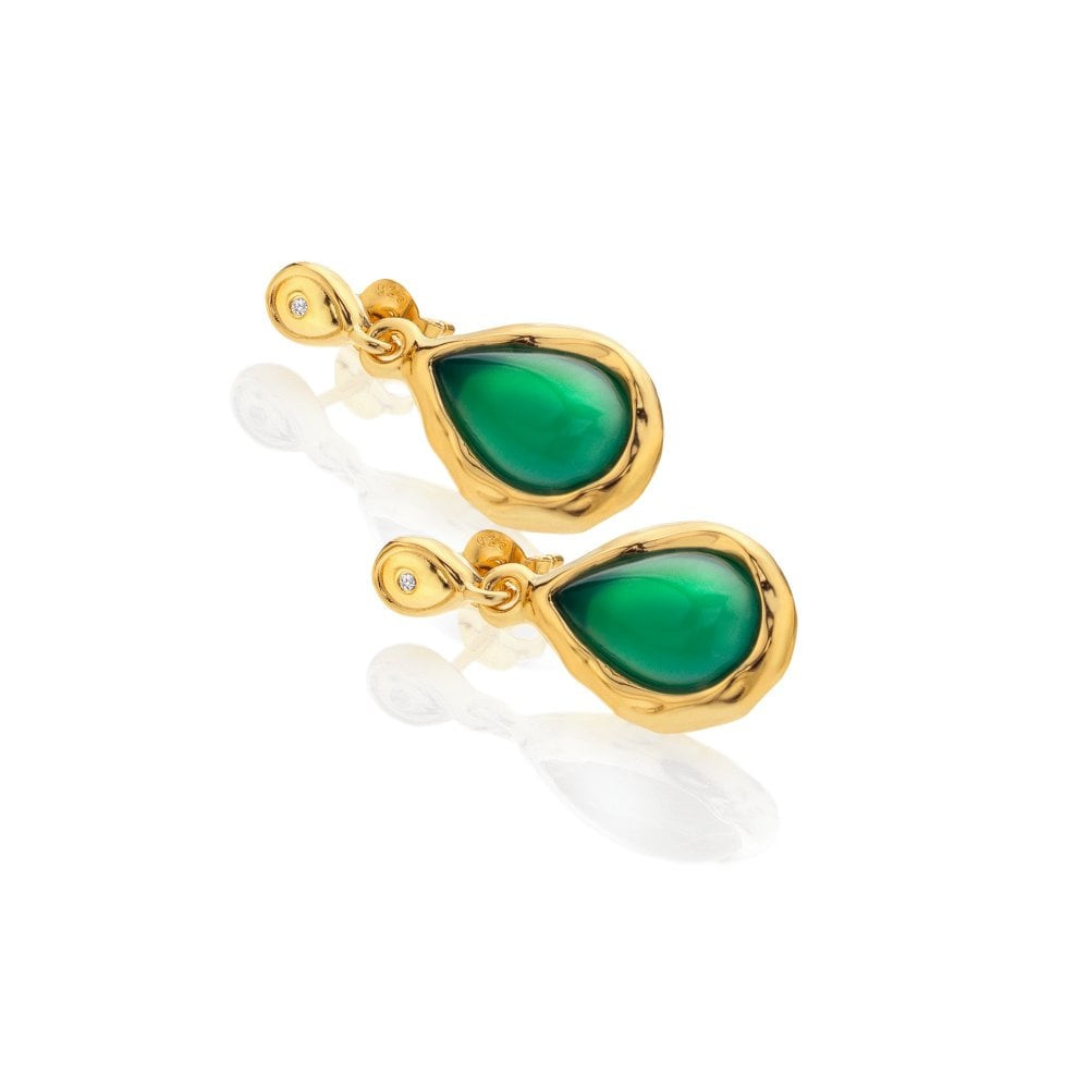 Hot Diamonds X GEM Teardrop Earrings Green Agate DE817