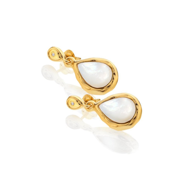 Hot Diamonds X Gem Teardrop YGP Teardrop Earrings MOP DE818