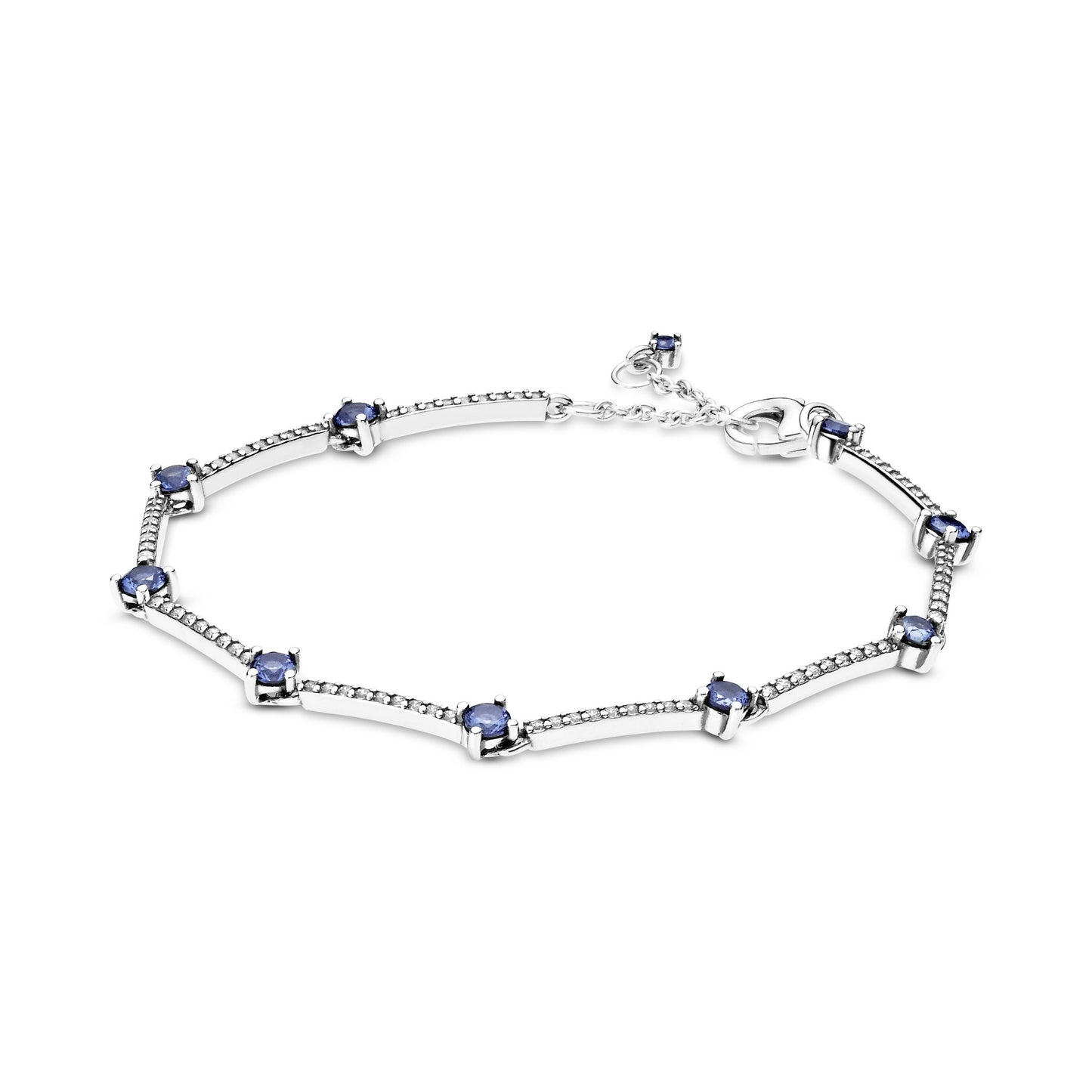 PANDORA Silver Bracelet Clear and Blue Crystal 599217C01
