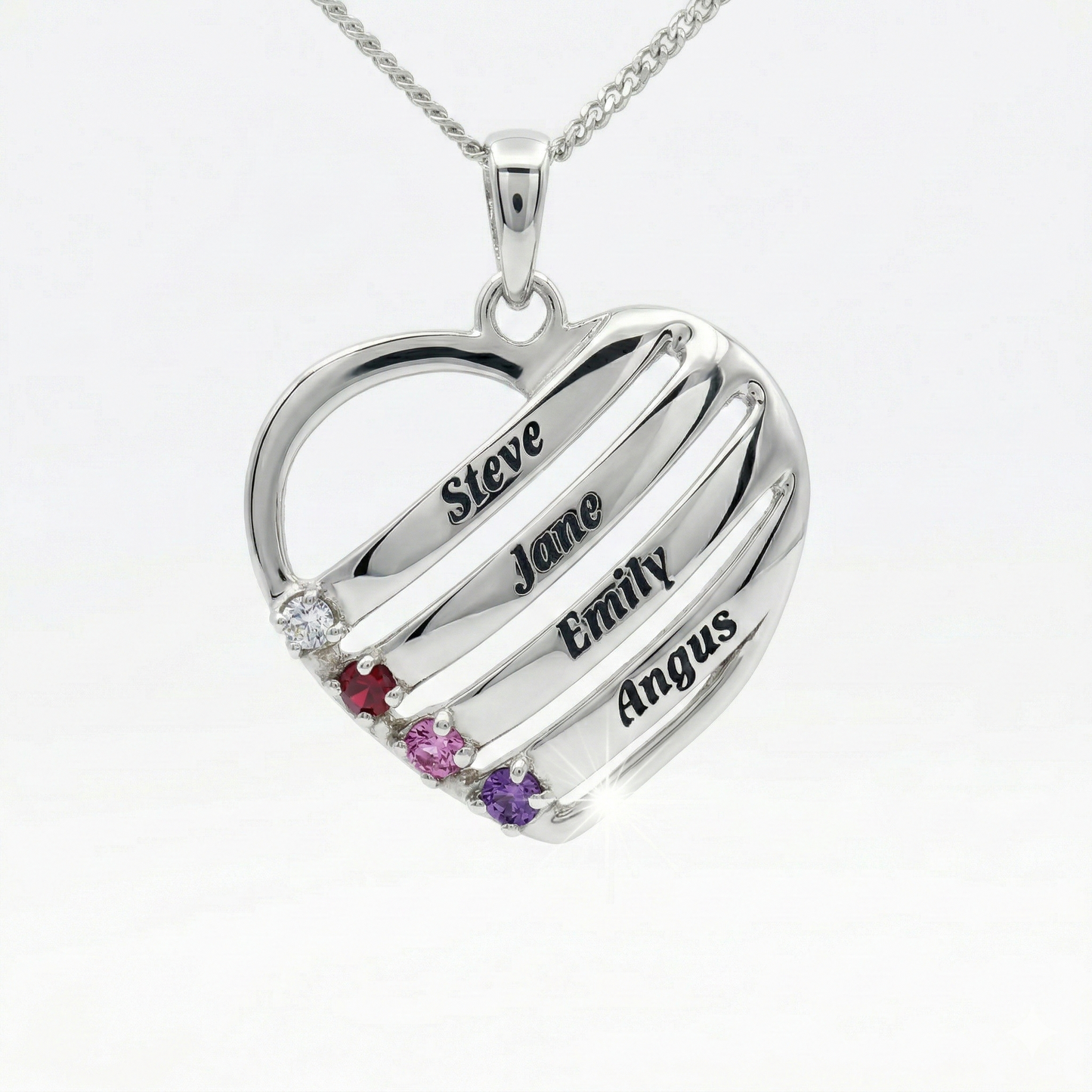 Sterling Silver Personalised Bar Heart Pendant