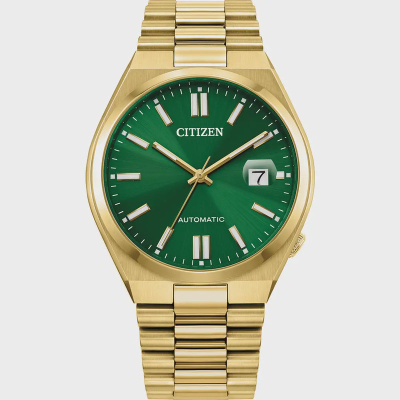 Citizen Gents Automatic Tsuyuosa Gold Tone Watch Green Dial NJ0152-51X