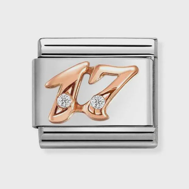 NOMINATION Classic Rose Gold Number 17 Charm 430315-17