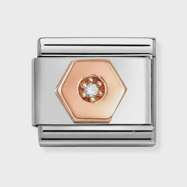 NOMINATION Classic Rose Gold Hexagon with CZ Charm 430305-48