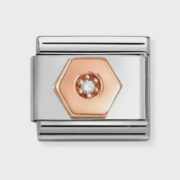 Nomination Classic Rose Gold Hexagon with CZ Charm 430305-48