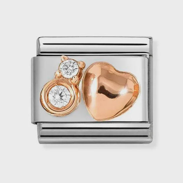 NOMINATION Classic Rose Gold Heart with CZ Charm 430305-51