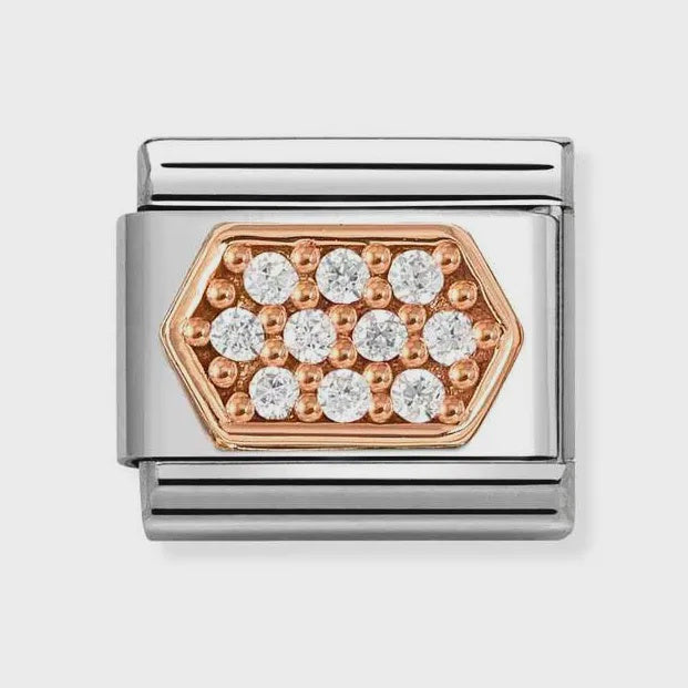 Nomination Classic Rose Gold White CZ Pave Hexagon Charm 430312-03