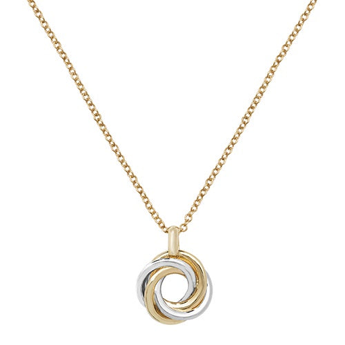 9ct Yellow & White Gold Entwined Pendant Necklace