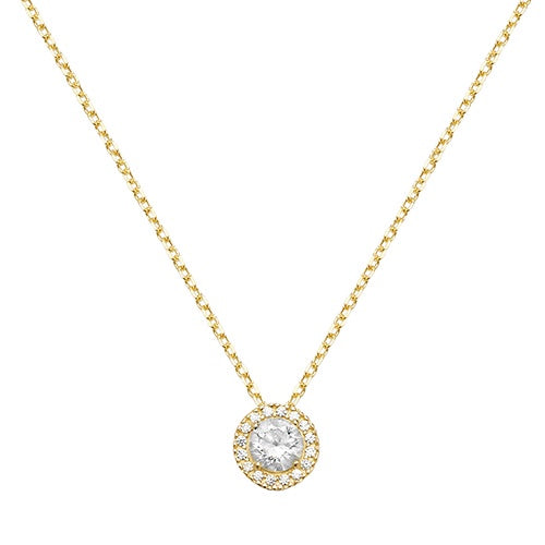 9ct Yellow Gold Halo CZ Necklace
