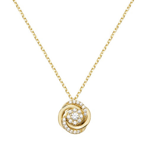 9ct Yellow Gold CZ Set Entwined Pendant Necklace