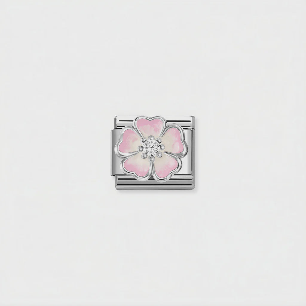 Nomination Silver Shaded Pink Flower Charm 330321-17