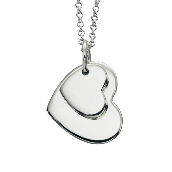 Silver Engravable Double Heart Tag Pendant P4176