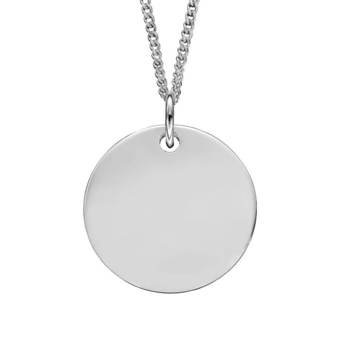 Silver Engravable Large 18mm Disc Pendant P4831