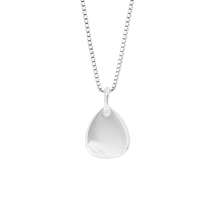 Droplet Tag Pendant with Diamond Silver P5211