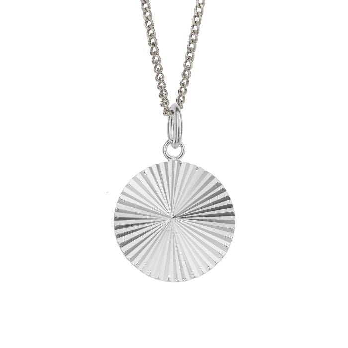 Silver Engravable Diamond Cut Disc Pendant P5246