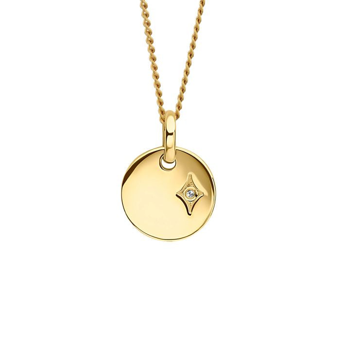 Gold Plated Round Pendant with Diamond Star P5362X