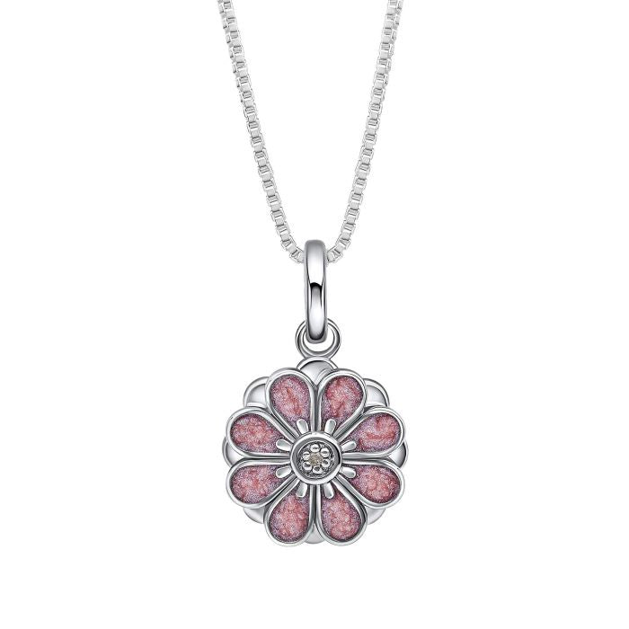 Pink Spinning Flower Pendant with Diamond  P5418