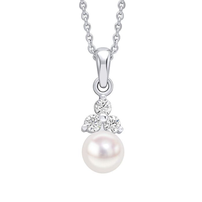 Shell Pearl Drop Pendant with CZ P5464W
