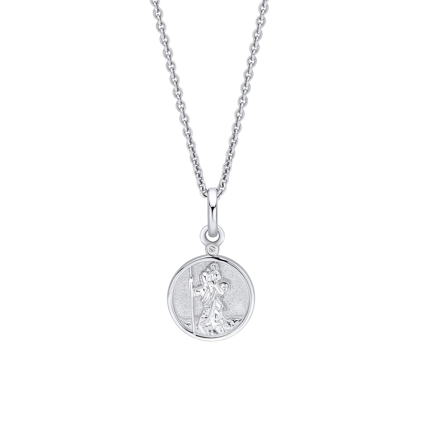 Silver Saint Christopher Pendant with Diamond P5564