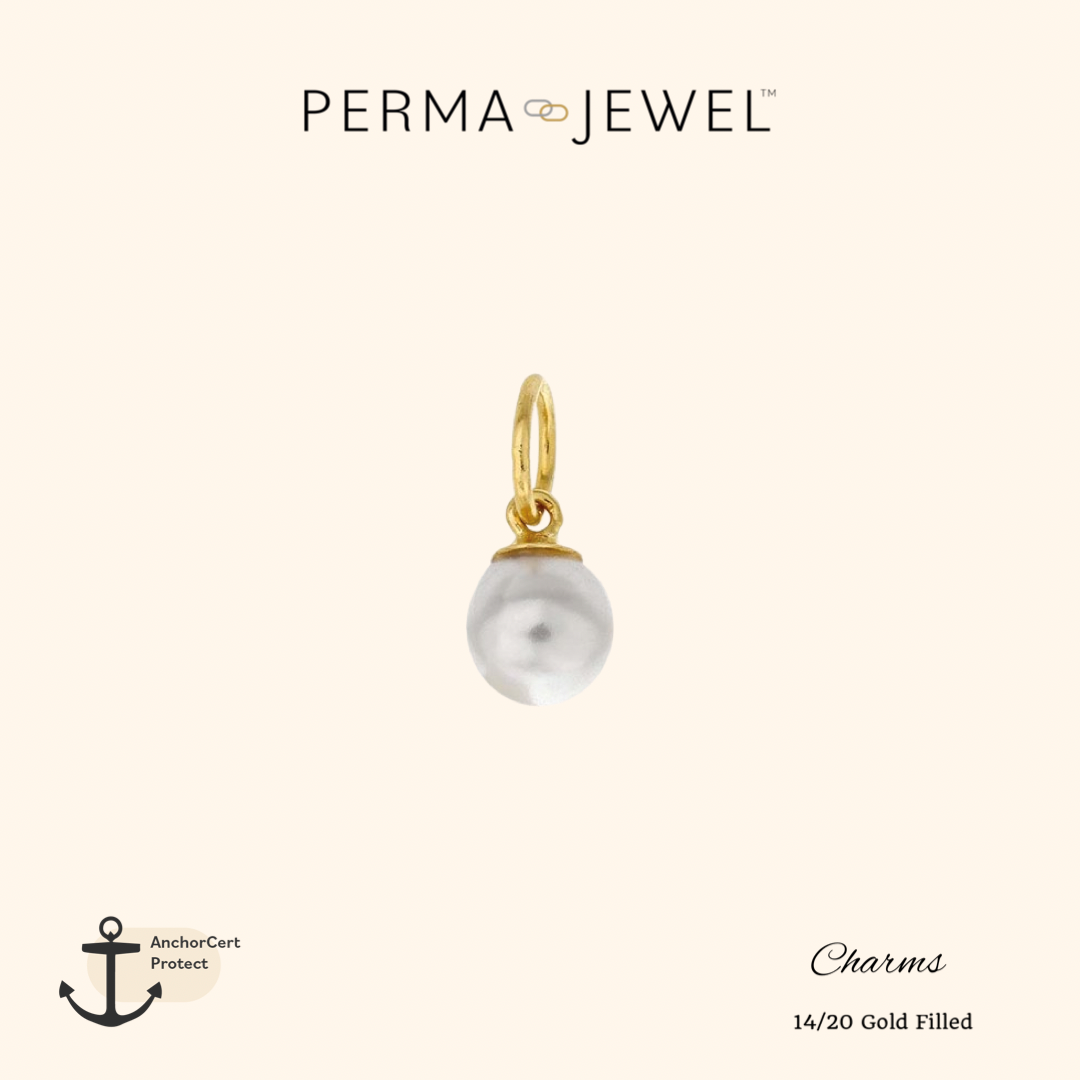 Perma Jewel Gold Filled White Pearl Charm 14202003
