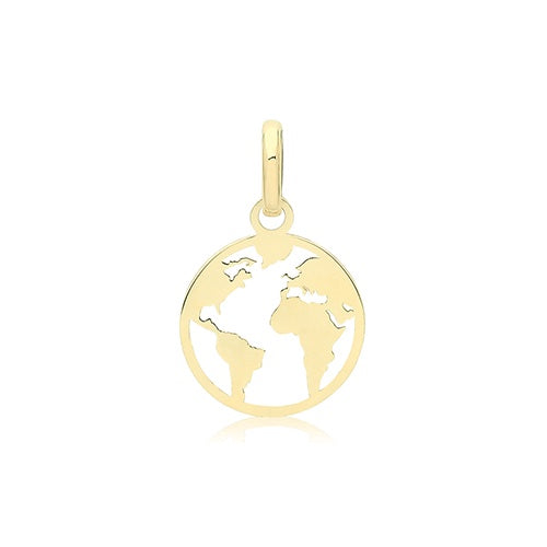 9ct Yellow Gold Cut Out World Pendant