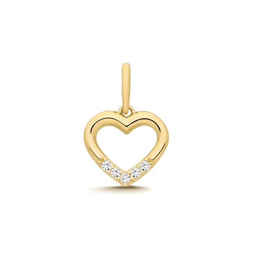 9ct Yellow Gold CZ Set Open Heart Pendant