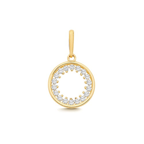 9ct Yellow Gold CZ Circle Pendant
