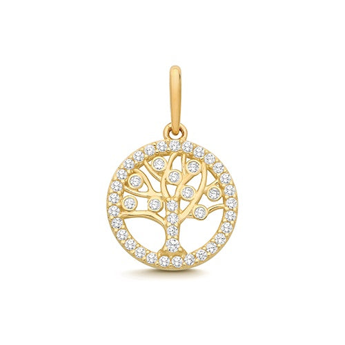 9ct Yellow Gold CZ Tree of Life Pendant