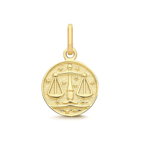 9ct Yellow gold Libra Zodiac Coin Pendant PN1392